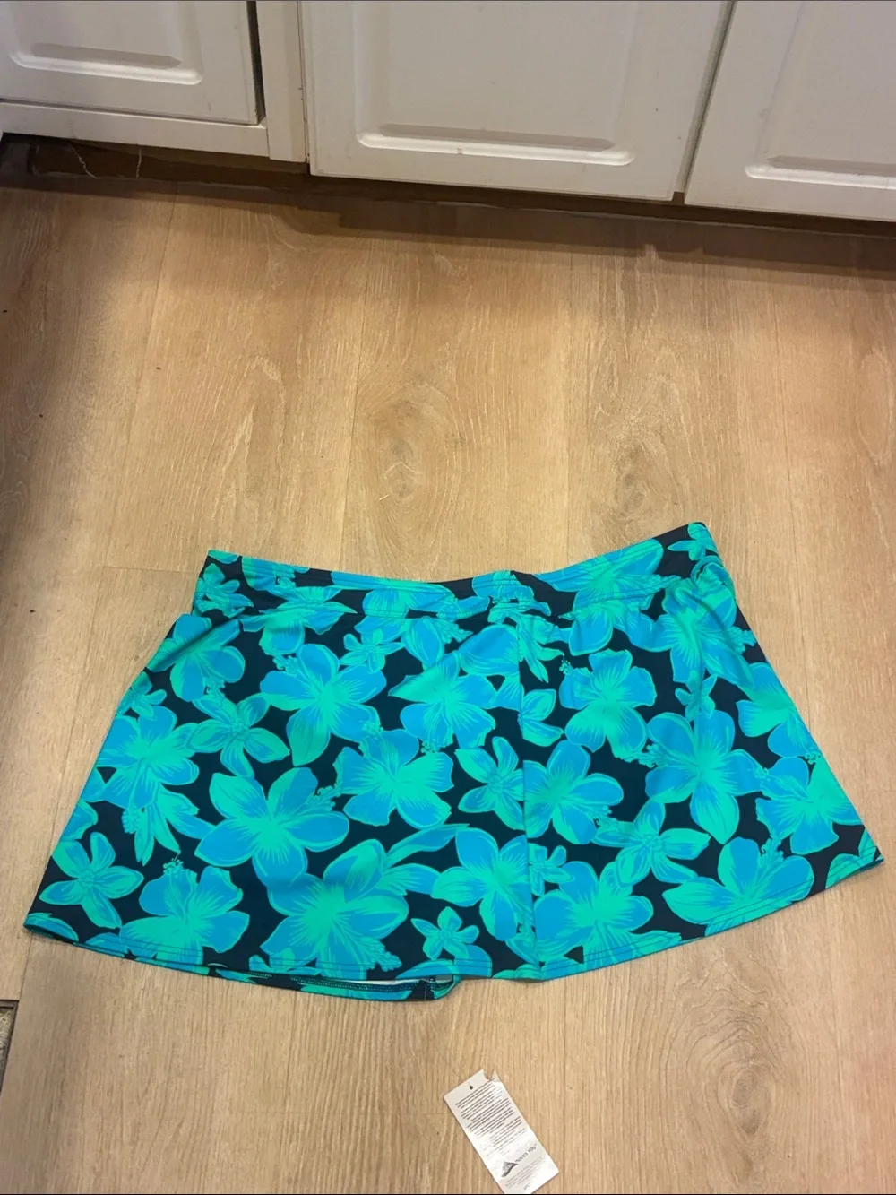 Navy & Teal Tropical Swimwear Bottom Skort - Vibrant Leaf Print 20W NWT